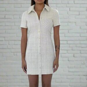 Rumored Women's Beige Glen‎ Plaid Notting Hill Wool Mini Dress Size 4